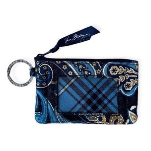 Vera Bradley Zip ID Case in Windsor Navy with Key Ring